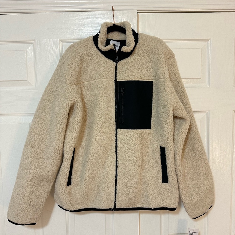 NWT Sonoma Sherpa Cream Jacket Full Zip in Large